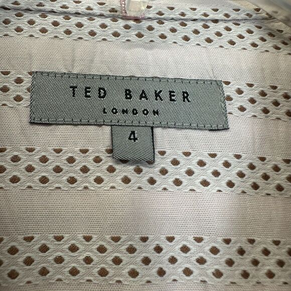 Ted Baker London Flip Cuff Shirt‎ Size 4 (M) Men Pink Stripe Cotton Turkey Mint - Picture 11 of 16